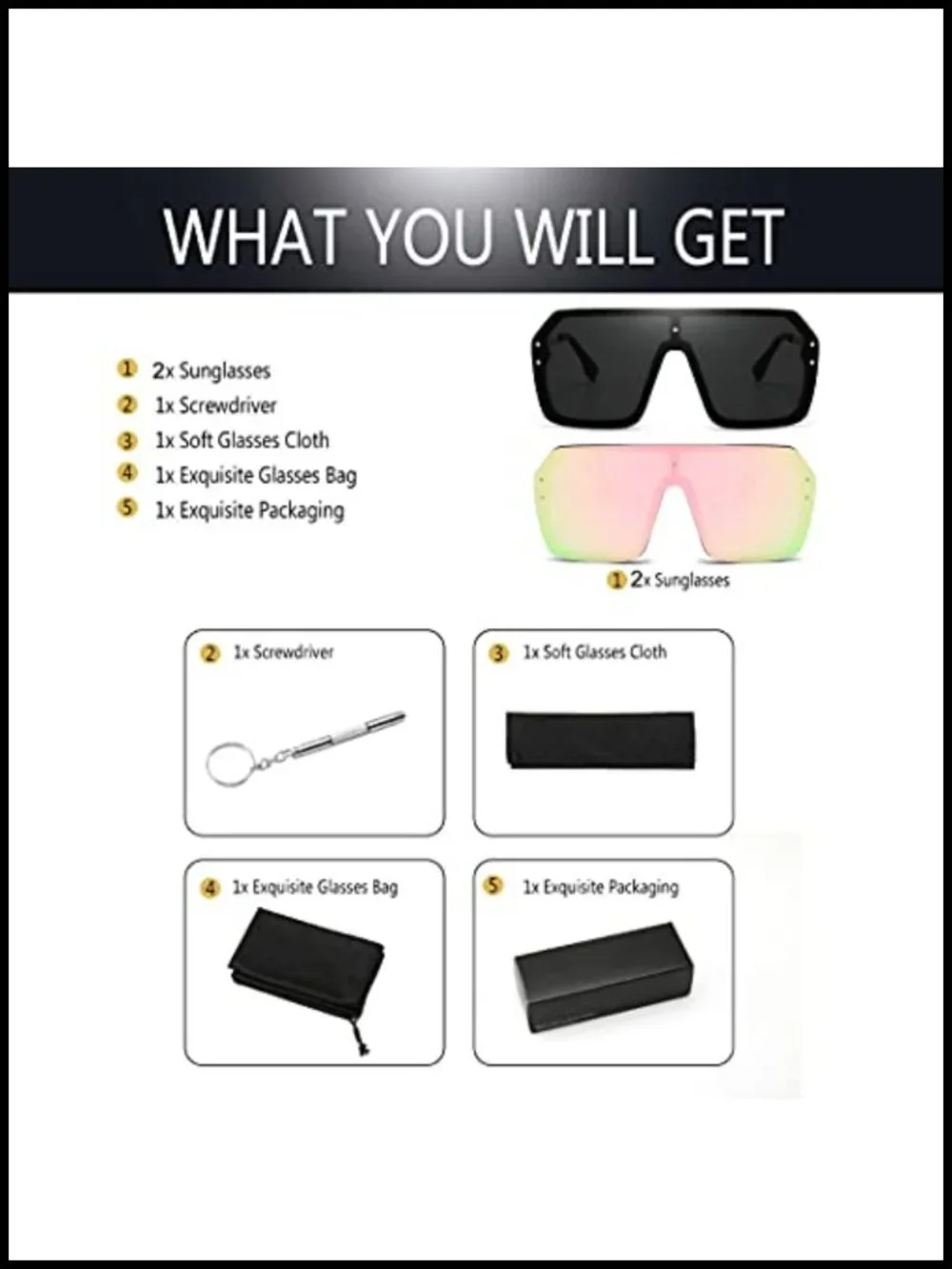 Oversized One Piece Rimless Sunglasses UV400 Protection Siamese Big Shades